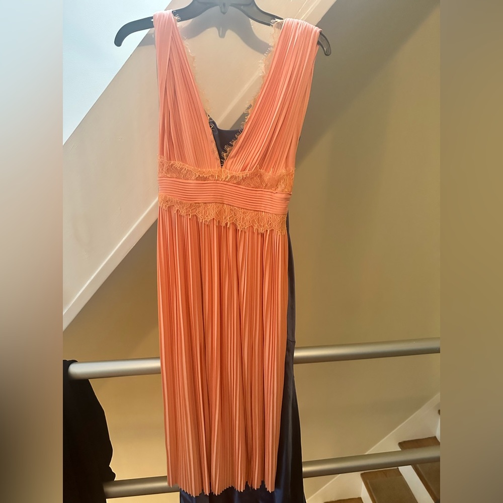 Asos orange wedding guest dress